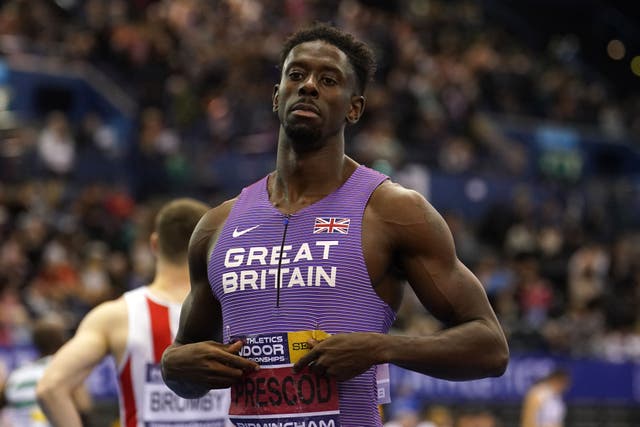 Reece Prescod will not race in the 4x100m relay in Hungary. (Martin Rickett/PA)