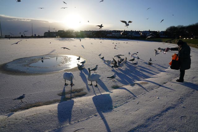 Snow has blanketed vast parts of northern England and Scotland (Owen Humphreys/PA)