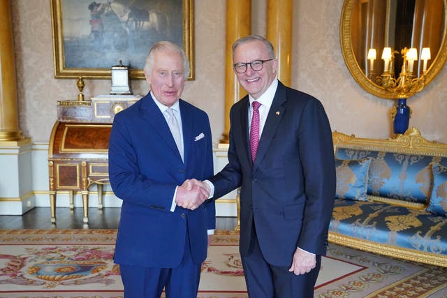 <p>The King receives Anthony Albanese during an audience at Buckingham Palace last May </p>